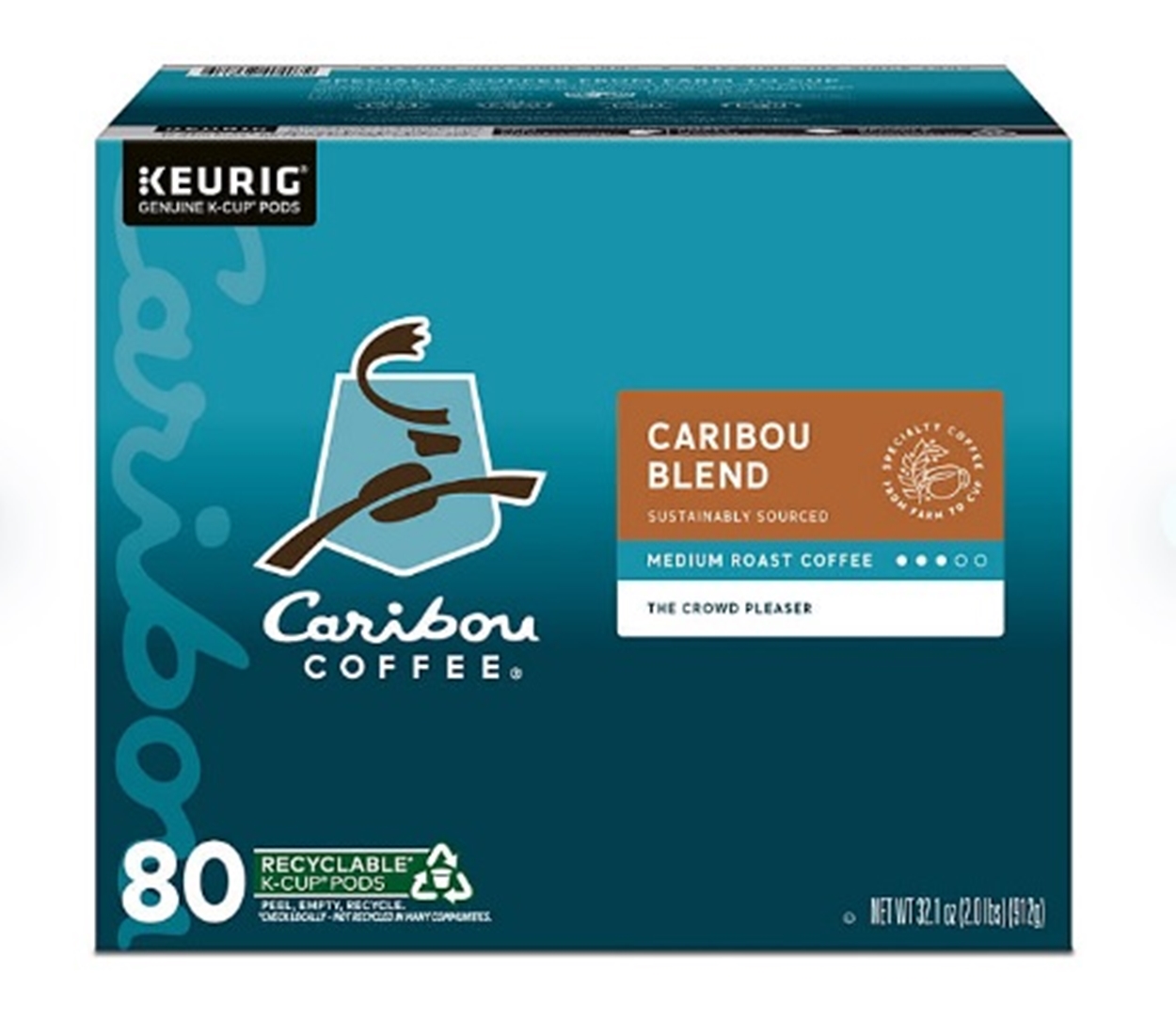(image for) Caribou Coffee Medium Roast K-Cup Pod, Caribou Blend, 80 ct.